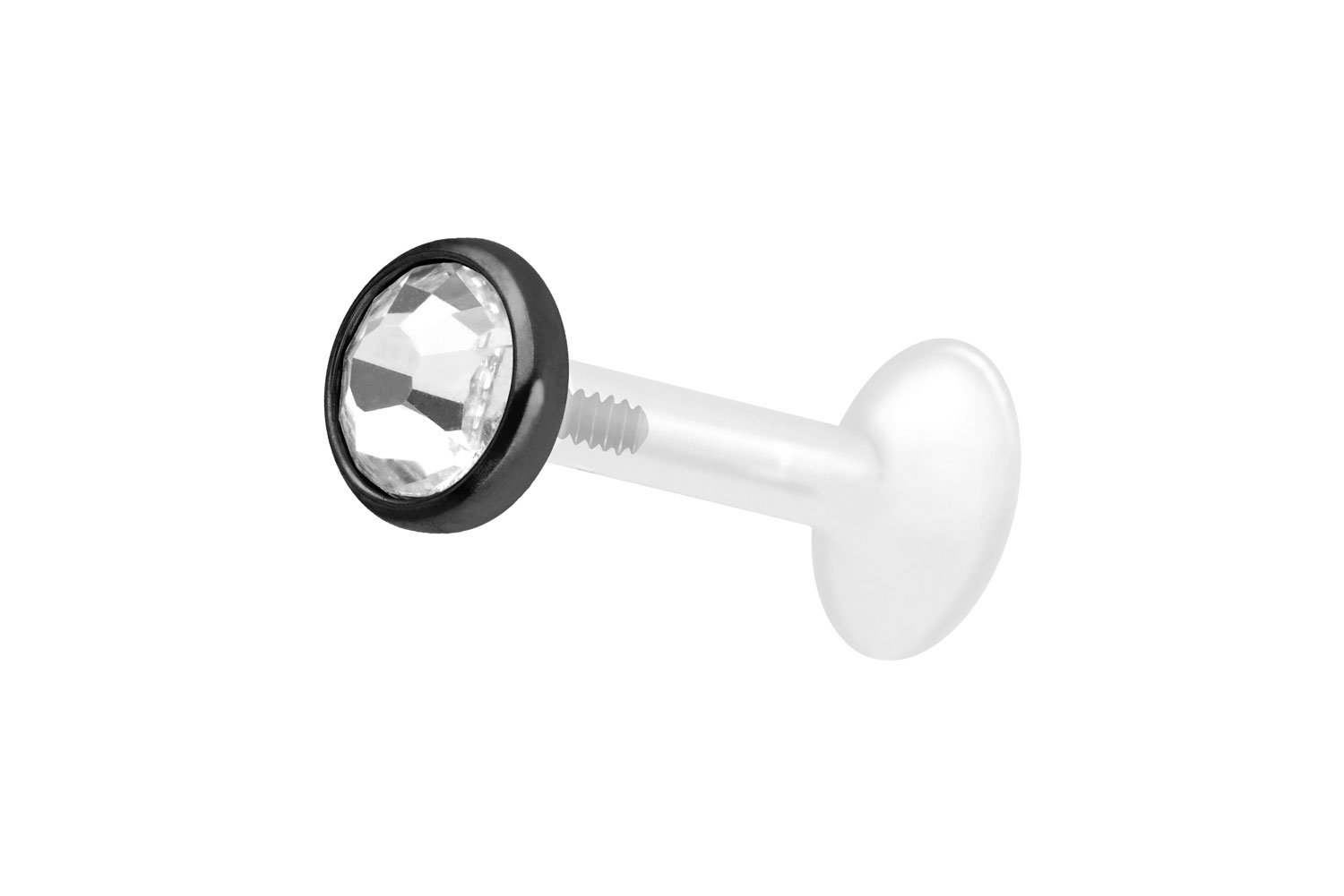 PTFE Labret Piercing mit Innengewinde + Titan-Aufsatz KRISTALLDISC